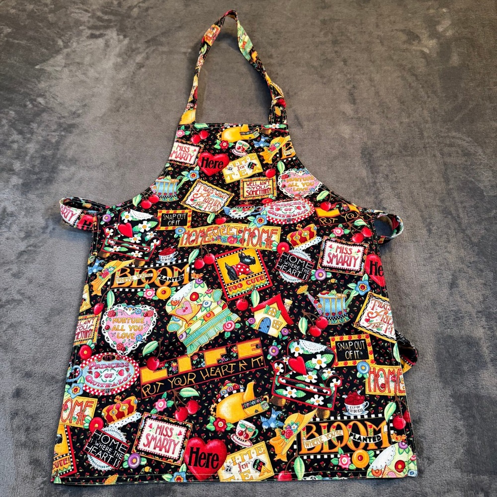 Unbranded Novelty Print Reversible Apron Womens One Size Multicolor Cotton Tie